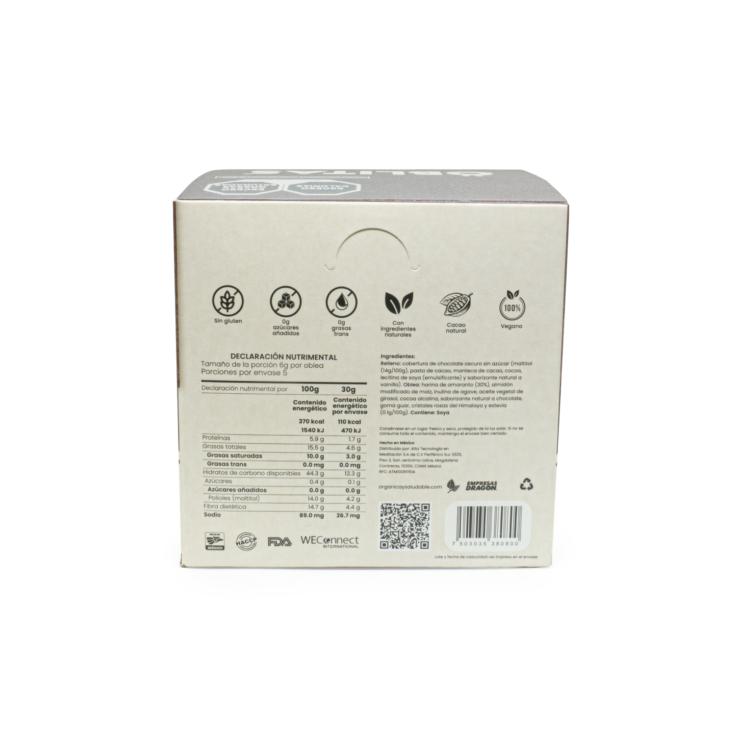 Caja de Obleas sabor Chocolate