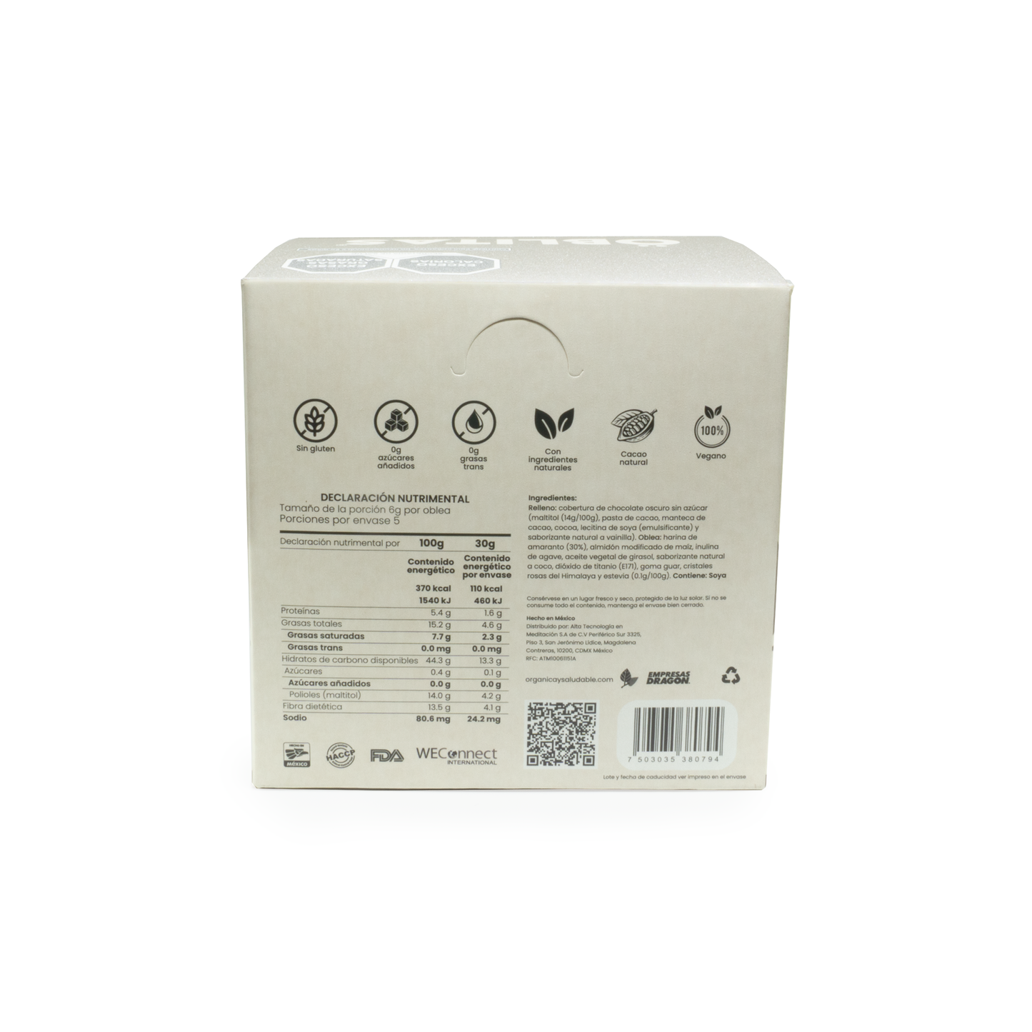 Caja con Obleas sabor Coco