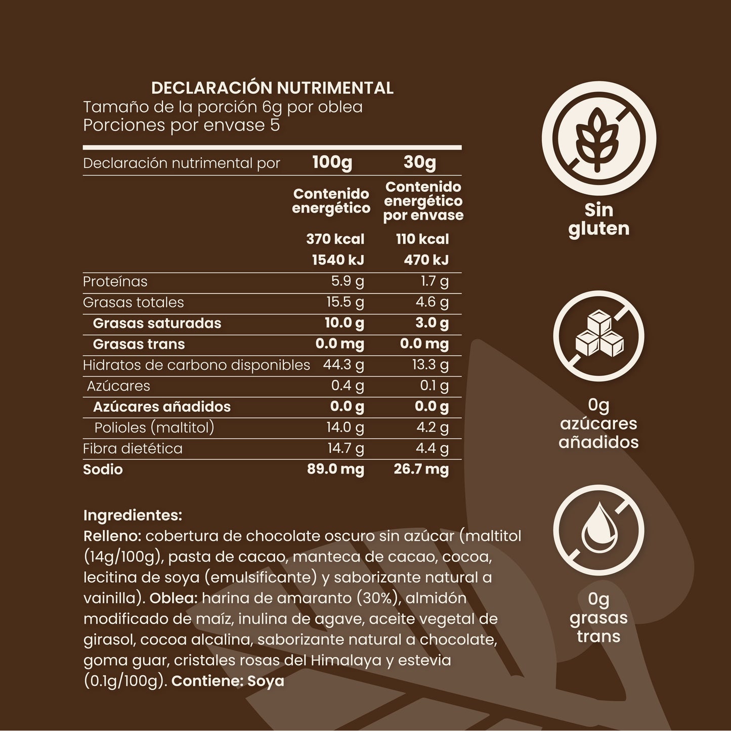 Caja de Obleas sabor Chocolate