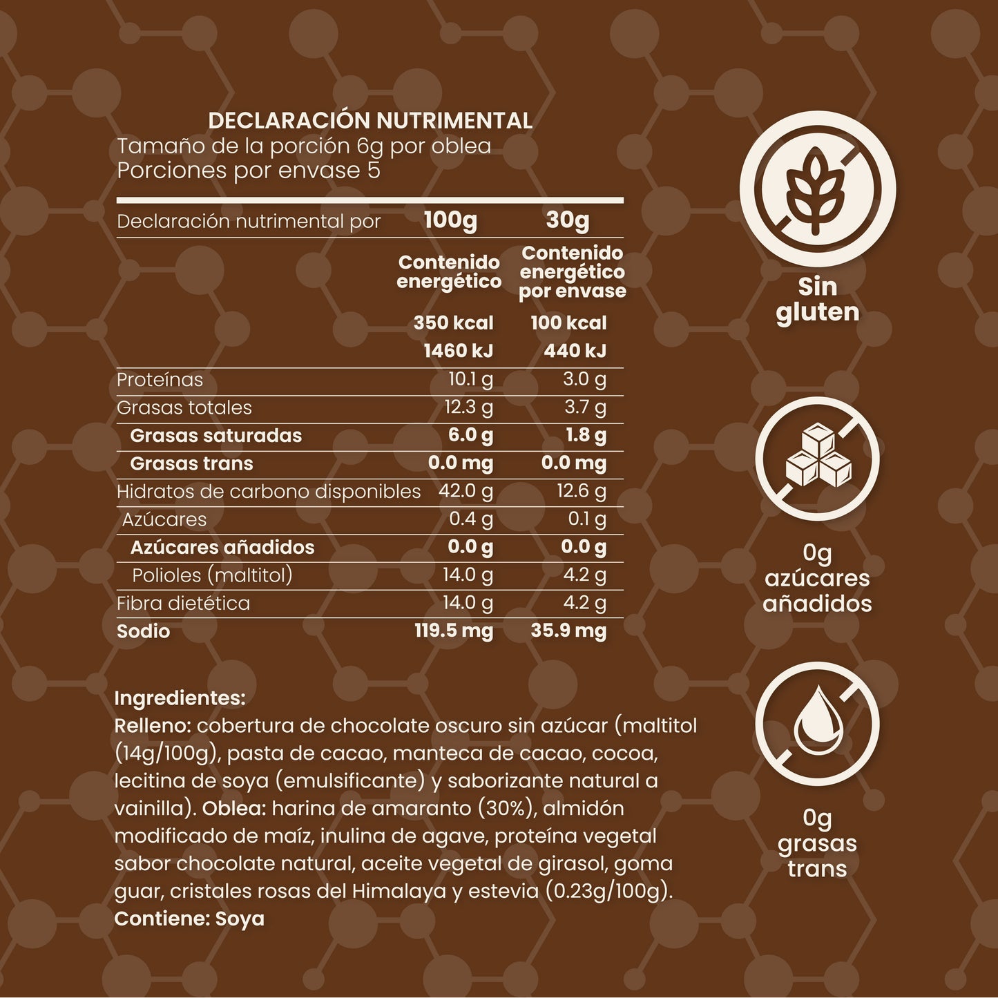 Oblea sabor Chocolate con Proteína