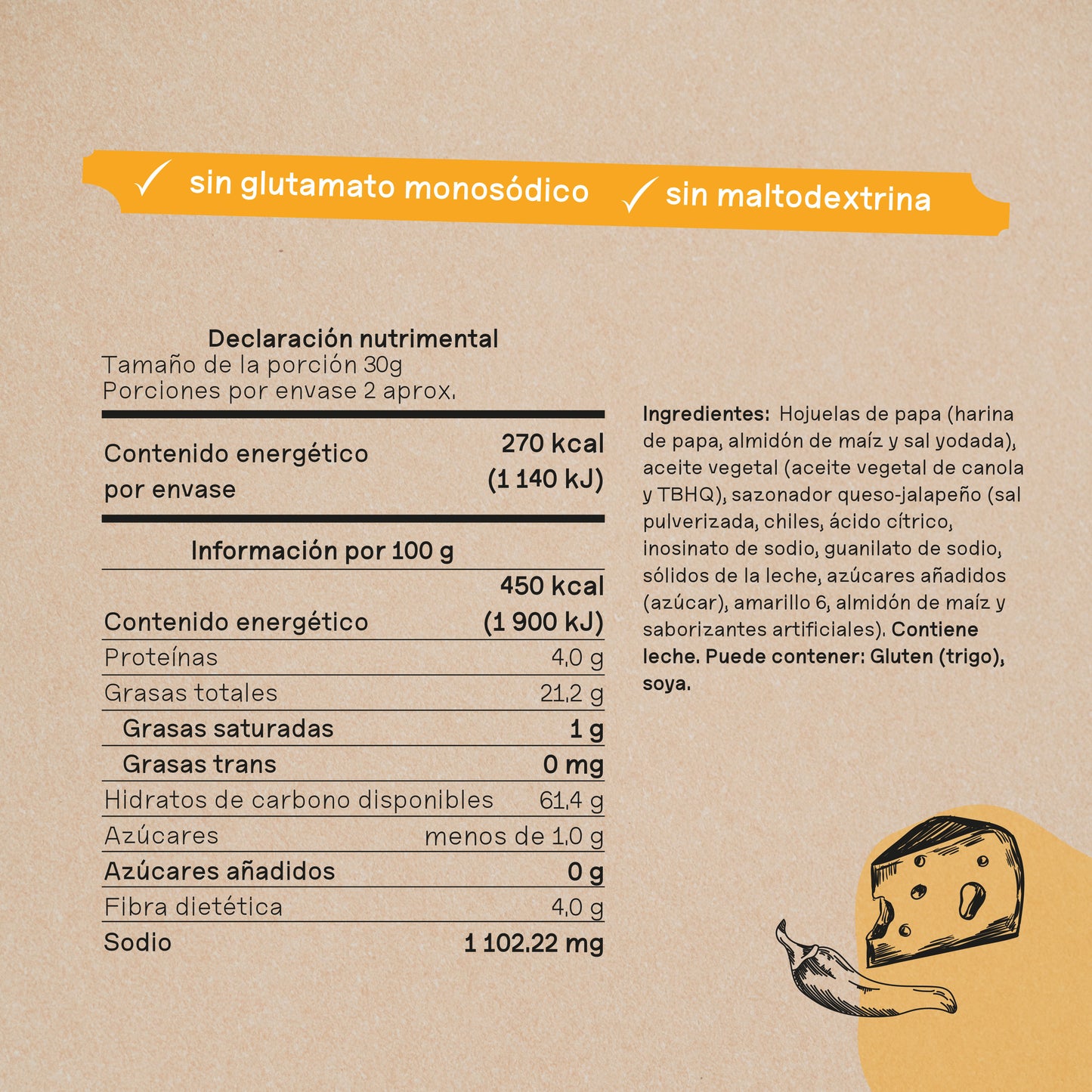 Hojuelas de papa Queso Jalapeño - 60g