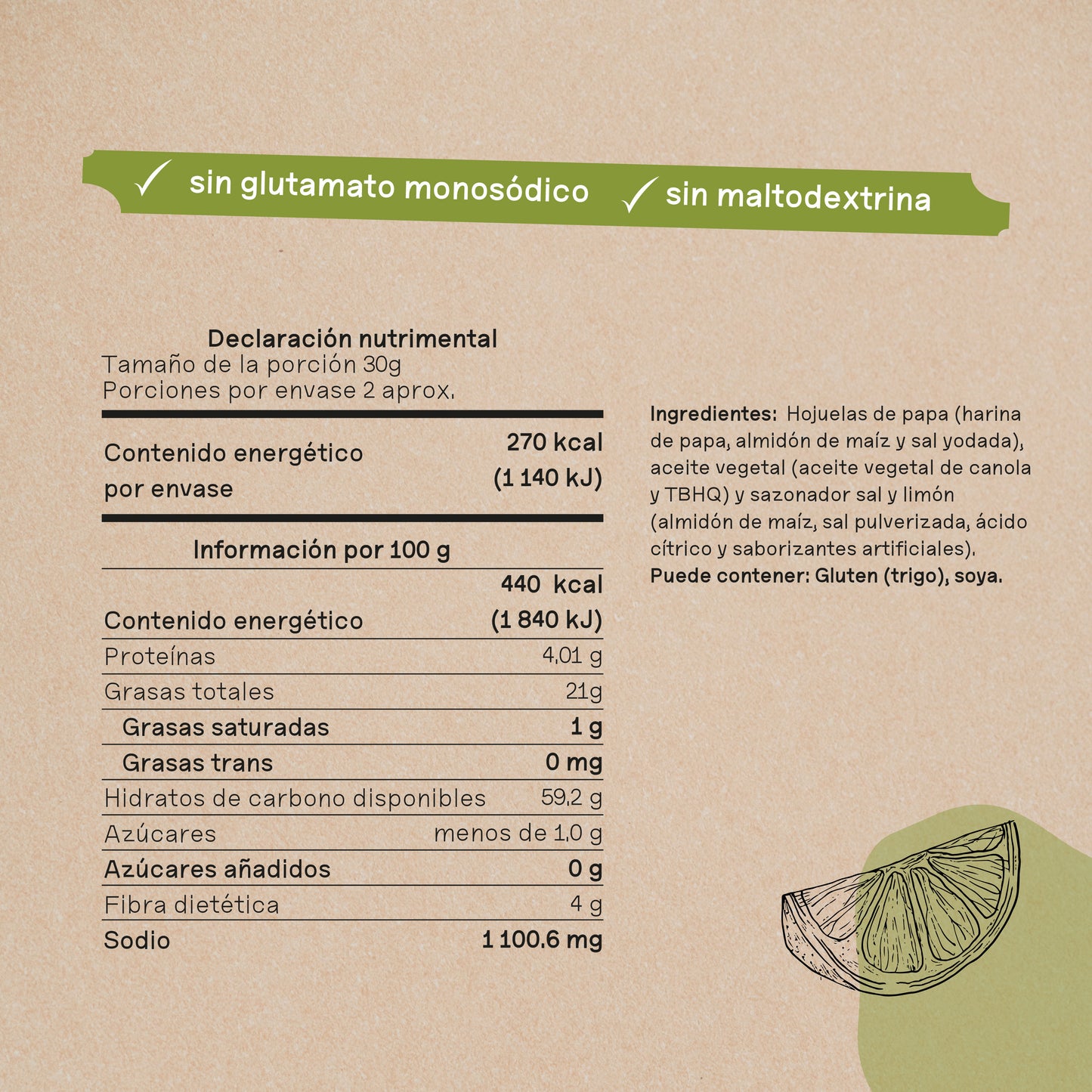 Hojuela de papa sabor Sal y Limón - 60g