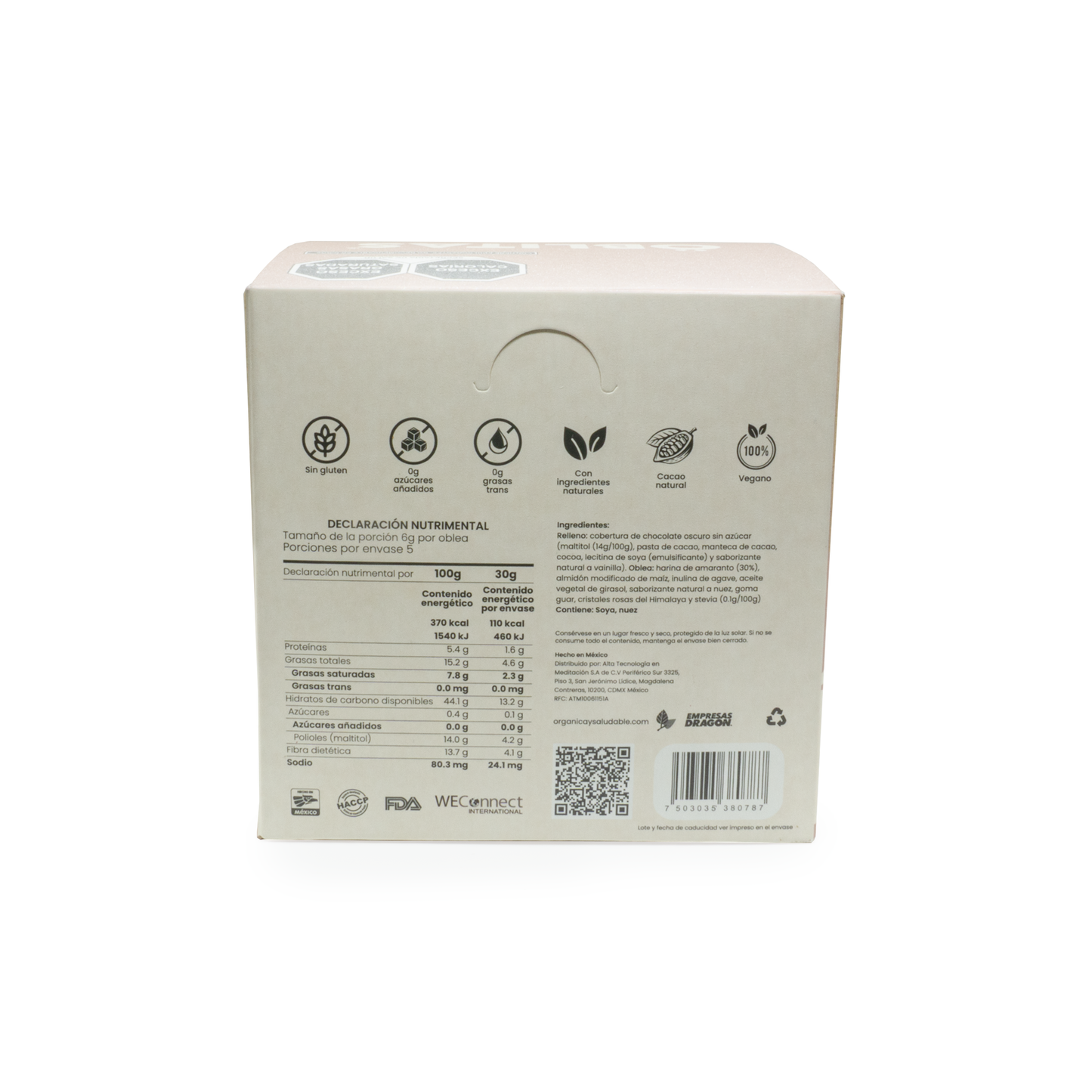 Caja con Obleas sabor Nuez