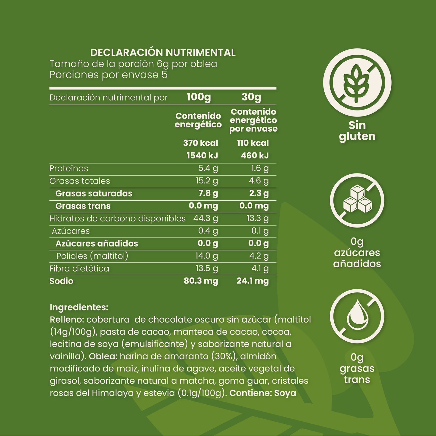 Caja con Obleas sabor Matcha